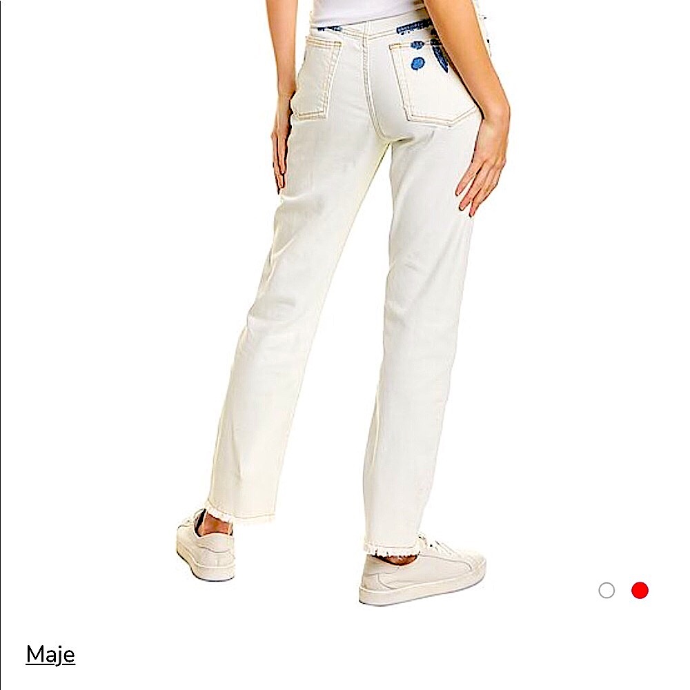 - MAJE Paoline Blanc Straight 10.5 Rise Jeans - Picture 3 of 13